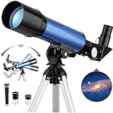 Timisea Telescopio para niños y principiantes, telescopio refractor portátil de 90 aumentos con...